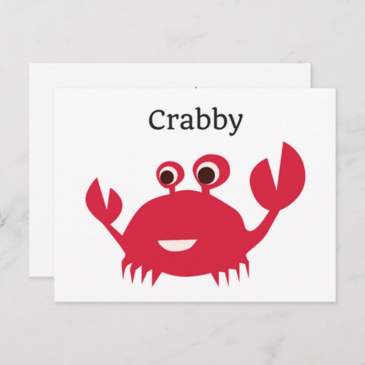 Funny Crab Grumpy Briefkaart (Voorkant / Achterkant)