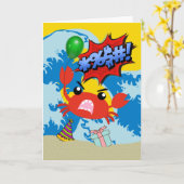 Funny Crabby Bloody Birthday met Angry Crab Kaart (Gele Bloem)