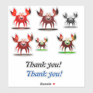 Funny crabs and Thank you Sticker