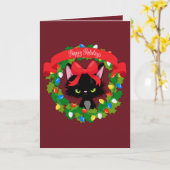 Funny Cranky Cat Kerstmis Kaart (Gele Bloem)