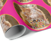 Funny Cranky Cat with Melthday Cupcake Cadeaupapier (Rol Hoek)
