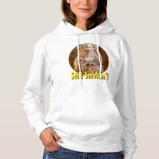 Funny Cranky Cat with Melthday Cupcake Hoodie (Voorkant)