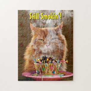 Funny Cranky Cat with Melthday Cupcake Legpuzzel