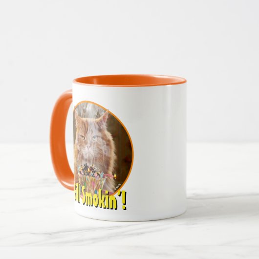 Funny Cranky Cat with Melthday Cupcake Mok (Voorkant links)