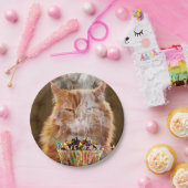 Funny Cranky Cat with Melthday Cupcake Papieren Bordje (Feest)
