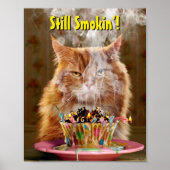 Funny Cranky Cat with Melthday Cupcake Poster (Voorkant)