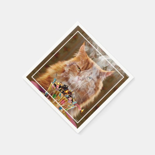 Funny Cranky Cat with Melthday Cupcake Servet (Hoek)