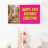 Funny Cranky Cat with Melthday Cupcake Spandoek (Insitu)