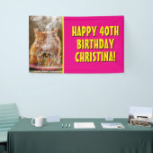 Funny Cranky Cat with Melthday Cupcake Spandoek (Beurs)