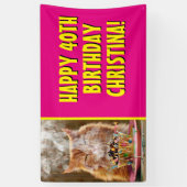 Funny Cranky Cat with Melthday Cupcake Spandoek (Verticaal)