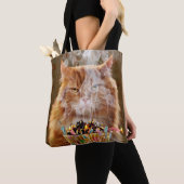 Funny Cranky Cat with Melthday Cupcake Tote Bag (Dichtbij)