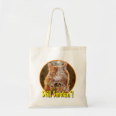 Funny Cranky Cat with Melthday Cupcake Tote Bag (Voorkant)