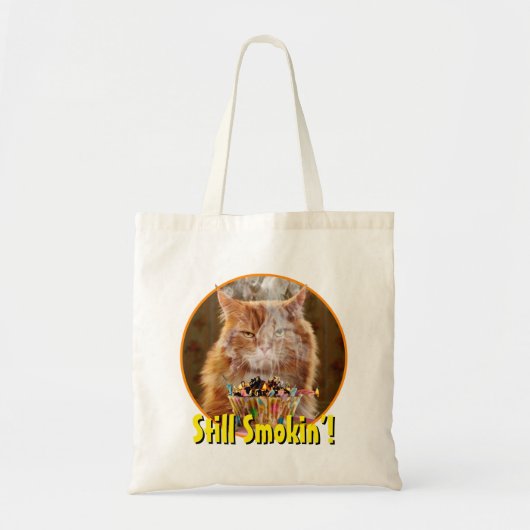 Funny Cranky Cat with Melthday Cupcake Tote Bag (Voorkant)
