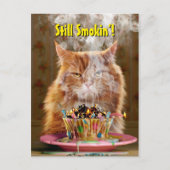 Funny Cranky Cat with Melthday Cupcake Uitnodiging Briefkaart (Voorkant)