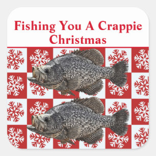Funny Crappie Gevist Pun Merry Christmas Custom Vierkante Sticker