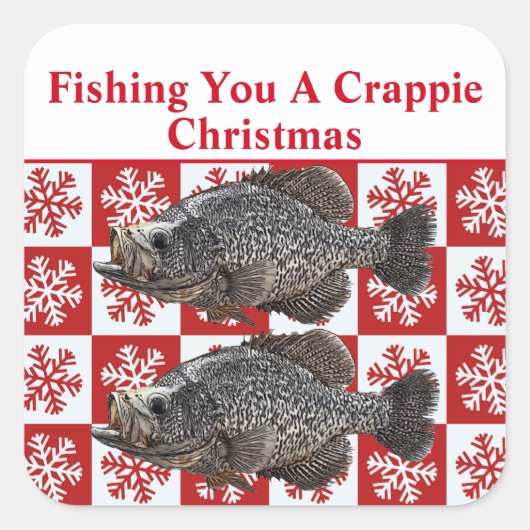 Funny Crappie Gevist Pun Merry Christmas Custom Vierkante Sticker (Voorkant)