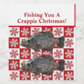 Funny Crappie Gevist Pun Merry Christmas Custom Wijn Etiket (Enkel label)