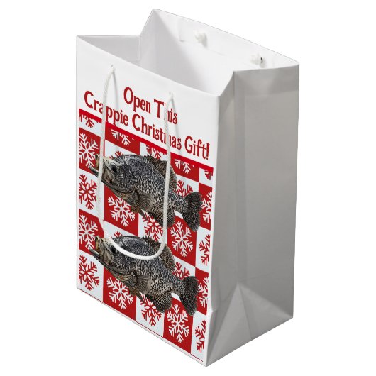 Funny Crappie Gevist Pun Vrolijk Kerstfeest Medium Cadeauzakje (Voorkant Gekanteld)