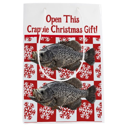 Funny Crappie Gevist Pun Vrolijk Kerstfeest Medium Cadeauzakje (Voorkant)