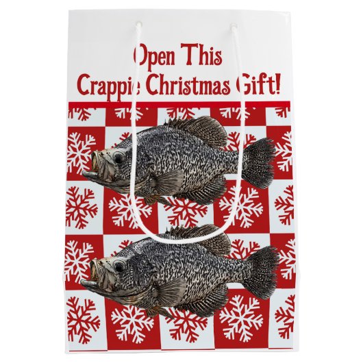 Funny Crappie Gevist Pun Vrolijk Kerstfeest Medium Cadeauzakje (Achterkant)