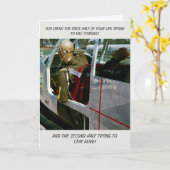 FUNNY CRASH TEST DUMMY PHOTO BIRTHDAY KAART (Gele Bloem)