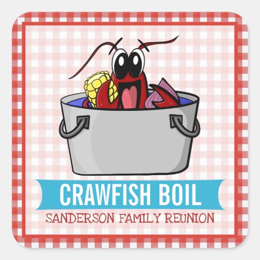 Funny Crawfish Boil Family Reunion Seafood Party Vierkante Sticker (Voorkant)