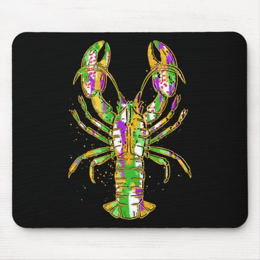 Funny Crawfish Jester Beads Funny Mardi Gras Manne Muismat (Voorkant)