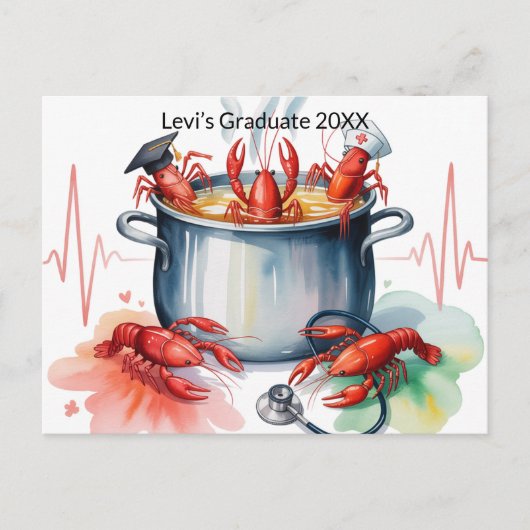 Funny Crawfish Nurse Graduation Postcard Briefkaart (Voorkant)