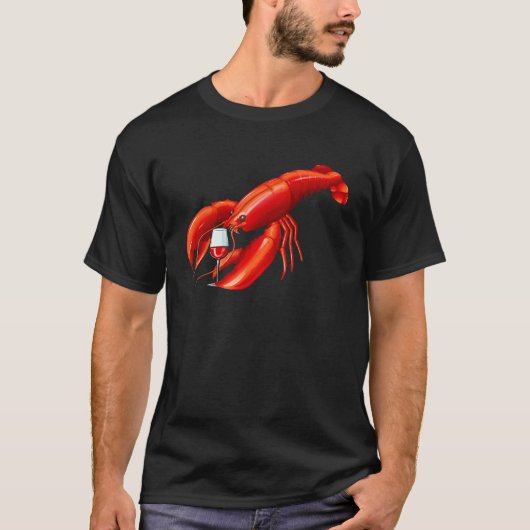 Funny Crawfish Wine Drinking Lobster   Men Women T-shirt (Voorkant)