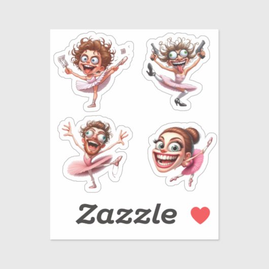 funny crazy caricité ballerina sticker (Vel)