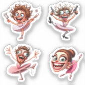 funny crazy caricité ballerina sticker (Voorkant)