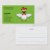 Funny Crazy Cartoon Chicken Green Background Visitekaartje (Voorkant / Achterkant)