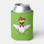 Funny Crazy Cartoon Chicken Wing Fling Blikjeskoeler (Blikje Voorkant)