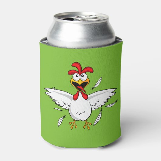 Funny Crazy Cartoon Chicken Wing Fling Blikjeskoeler (Blikje Voorkant)