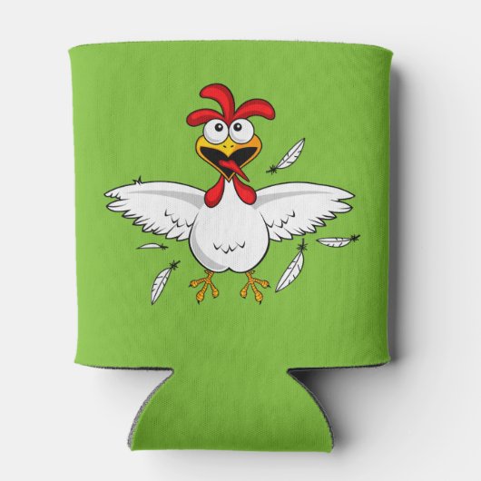 Funny Crazy Cartoon Chicken Wing Fling Blikjeskoeler (Achterkant)