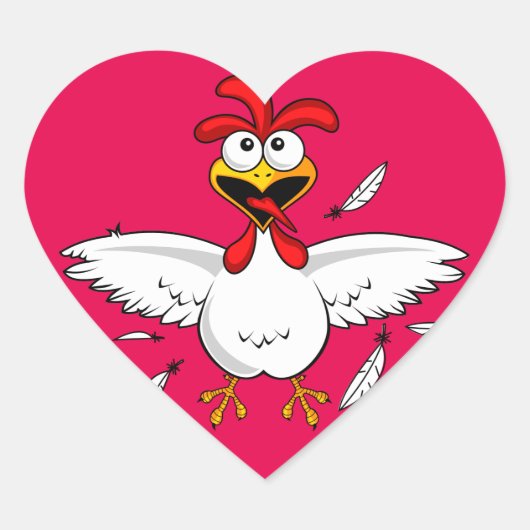 Funny Crazy Cartoon Chicken Wing Fling Hart Sticker (Voorkant)