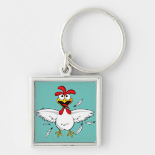 Funny Crazy Cartoon Chicken Wing Fling Sleutelhanger