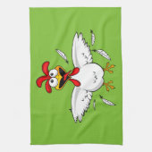Funny Crazy Cartoon Chicken Wing Fling Theedoek (Verticaal)