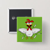 Funny Crazy Cartoon Chicken Wing Fling Vierkante Button 5,1 Cm (Voorkant /achterkant)