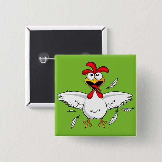 Funny Crazy Cartoon Chicken Wing Fling Vierkante Button 5,1 Cm (Voorkant /achterkant)