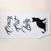 Funny Crazy Cat Lady badhanddoek voor kattenliefhe (Voorkant)