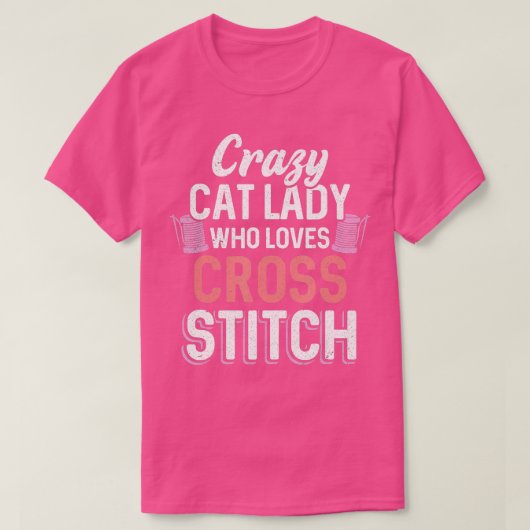 Funny Crazy Cat Lady die van de kruisstaafnaald ho T-shirt (Design voorkant)