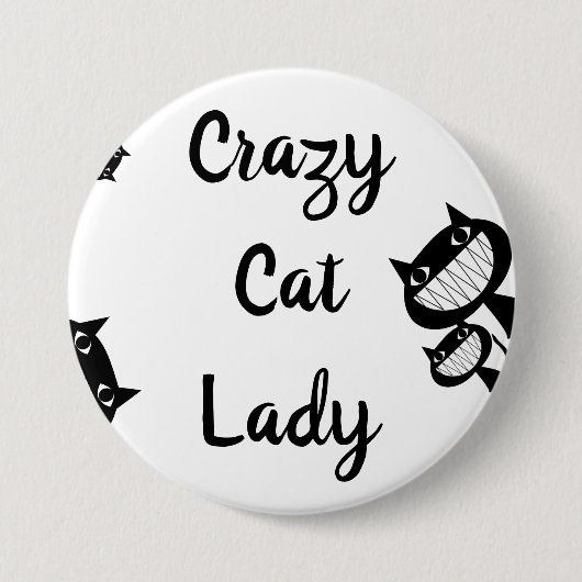 Funny Crazy cat lady-knop Ronde Button 7,6 Cm (Voorkant)