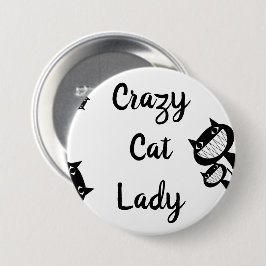 Funny Crazy cat lady-knop Ronde Button 7,6 Cm