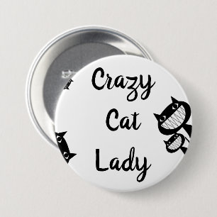 Funny Crazy cat lady-knop Ronde Button 7,6 Cm