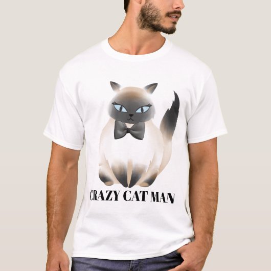 Funny Crazy cat man T-shirt (Voorkant)