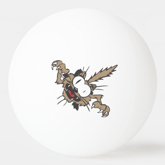 Funny Crazy Cat Pingpongbal (Achterkant)