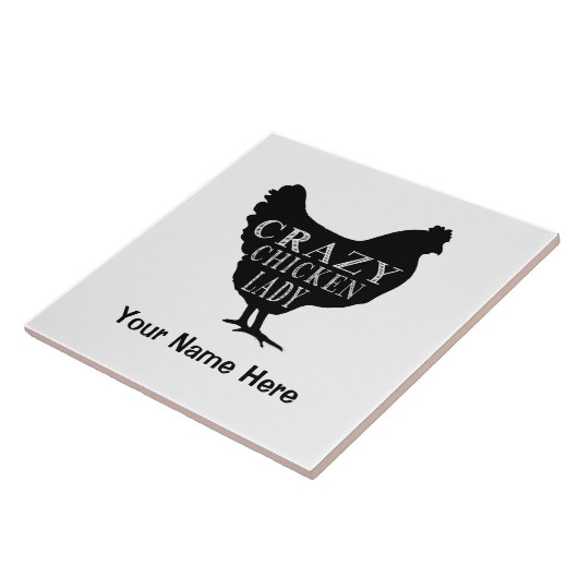 Funny Crazy Chicken Lady Hen Tegeltje (Zijkant)