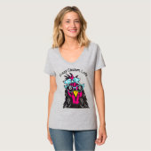Funny Crazy Chicken Lady met Glasses Bandana T-shirt (Voorkant volledig)