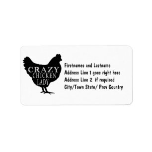 Funny Crazy Chicken Lady Poultry Lover Etiket